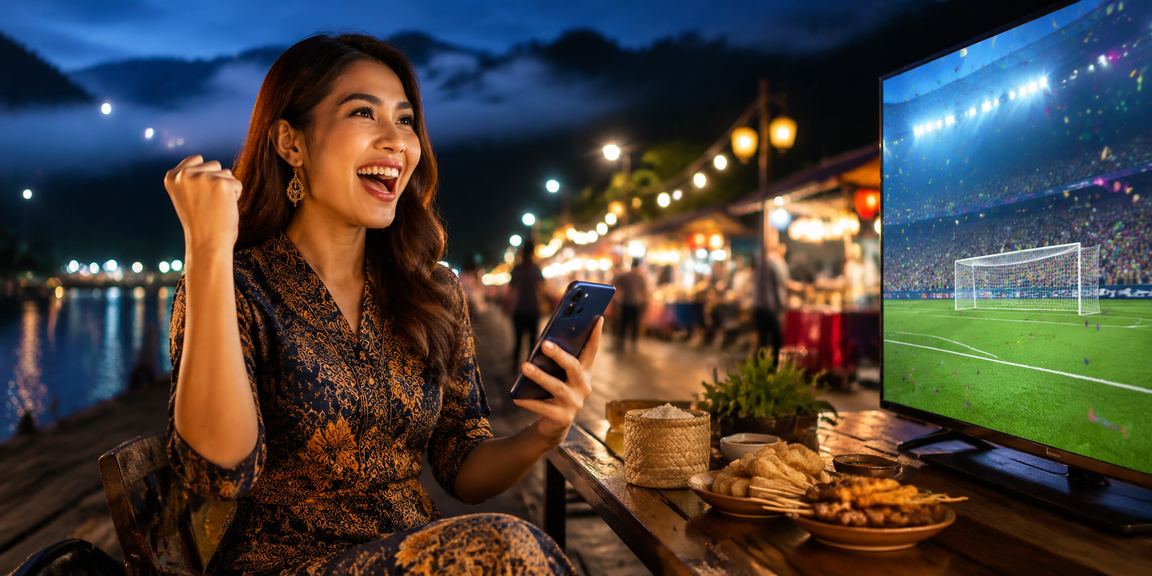 Pengguna Malaysia mengakses aplikasi kasino dalam talian dengan corak batik tradisional sebagai latar